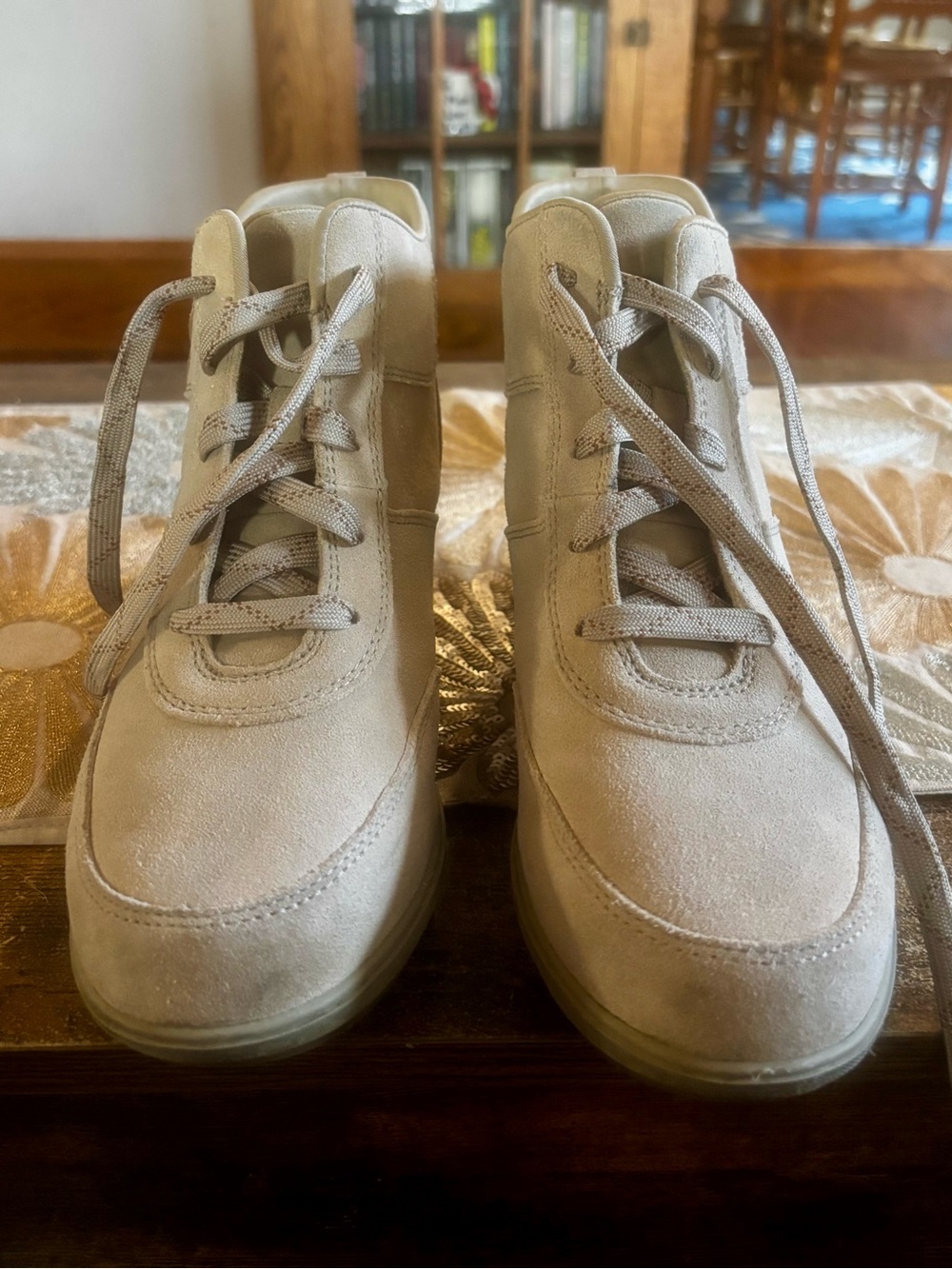 Sorel Women's Light Beige Suede Lace-Up Wedge Ankle Boots - Picture 3 of 4